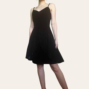 New Leaf 80s/90s vintage black velvet party semi-formal mini dress